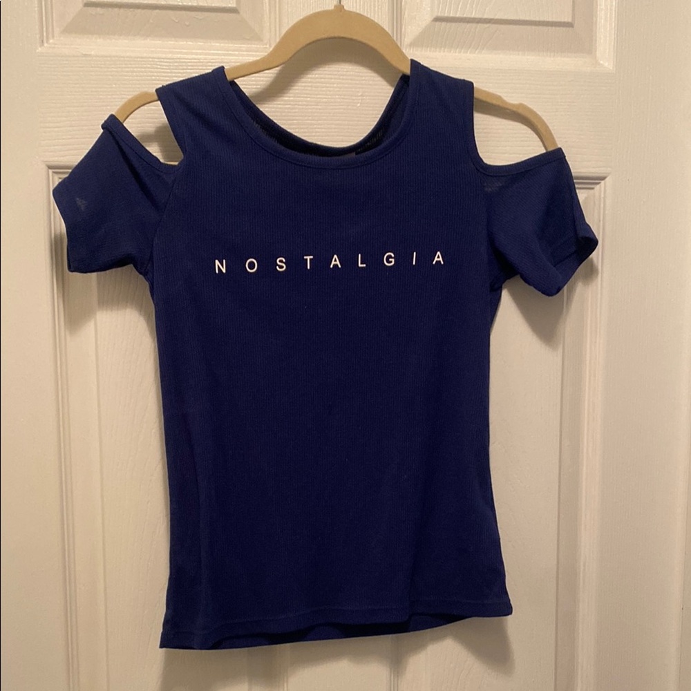 Nostalgia Women's Blue Cold Shoulder Top